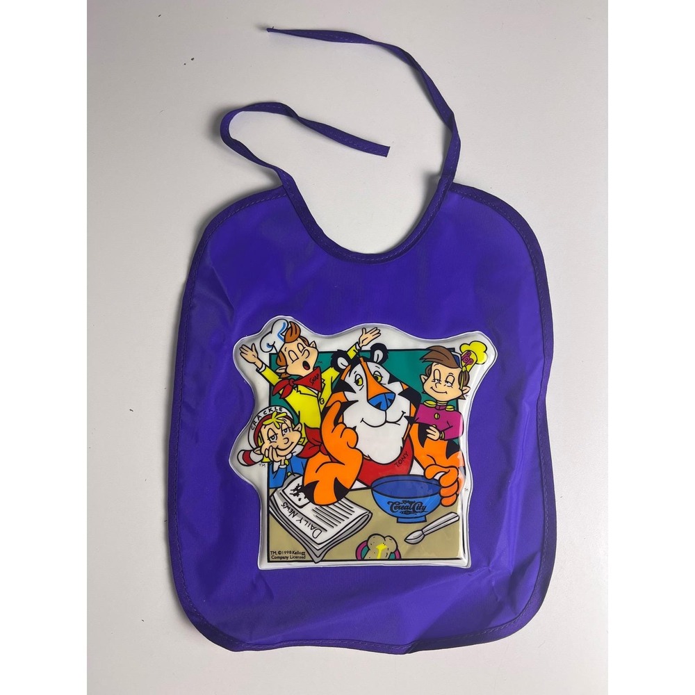 Vintage Advertisement Kellogg's Tony the Tiger Cereal City Bib Purple Kids 1998